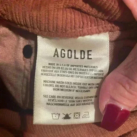 New AGOLDE Women Harper Straight Leg Corduroy Jeans Size 31 Color Saddle Brown - Picture 9 of 14